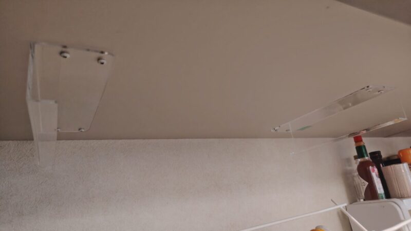 天板ラック置き場が完成、斜めから見たところ